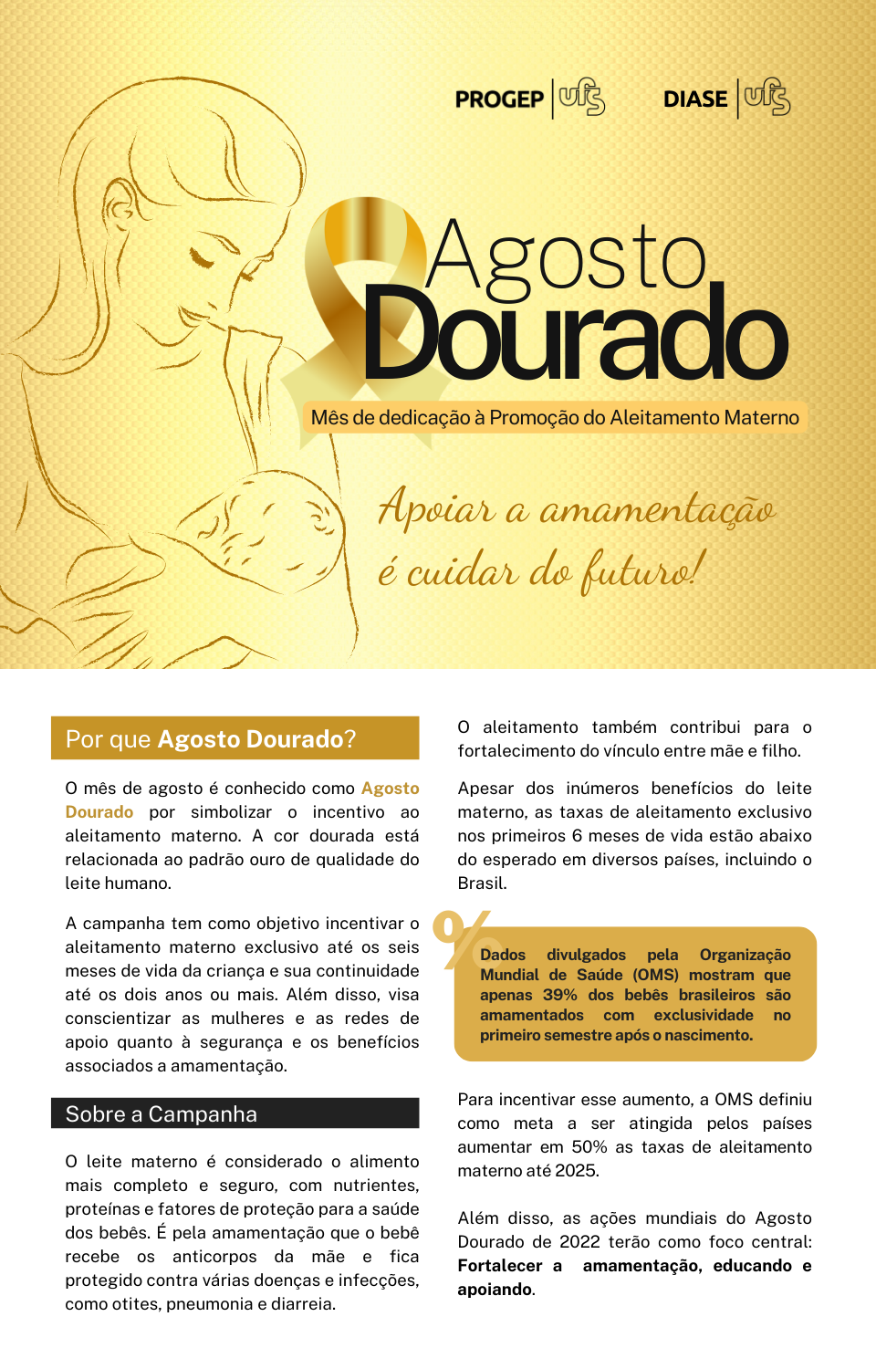 Portal UFS - Agosto Dourado: Mês de dedicação à Promoção do Aleitamento  Materno